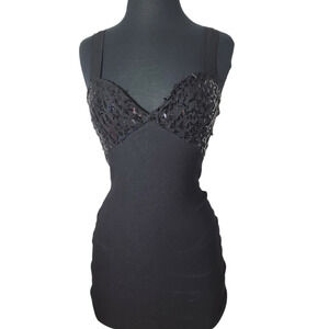 Style Boutique bodycon mini dress sequins color black sz S
